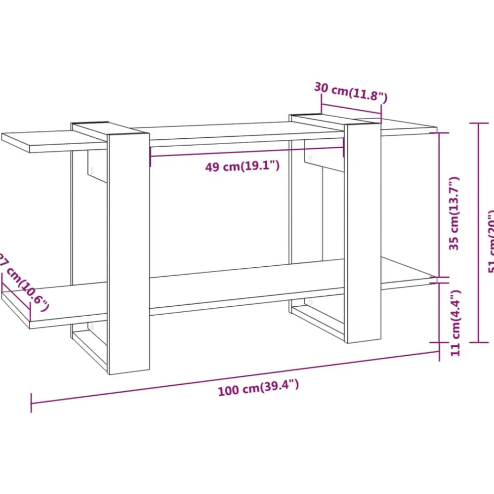vidaXL Estanterías-Estantería madera contrachapada 100x30x51 cm