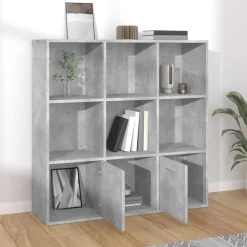 vidaXL Estanterías-Estantería madera contrachapada gris hormigón 98x30x98 cm