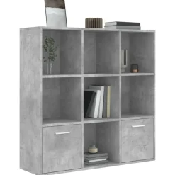 vidaXL Estanterías-Estantería madera contrachapada gris hormigón 98x30x98 cm