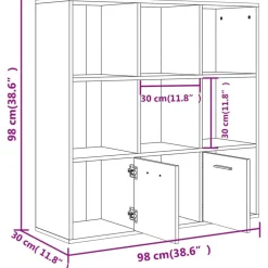 vidaXL Estanterías-Estantería madera contrachapada gris hormigón 98x30x98 cm