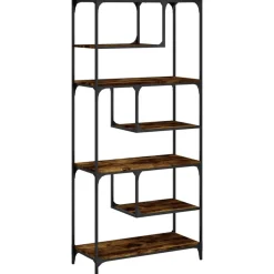 vidaXL Estantería madera de ingeniería 81x36x176 cm Roble ahumado Hot