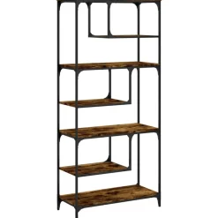 vidaXL Estantería madera de ingeniería 81x36x176 cm Roble ahumado Hot