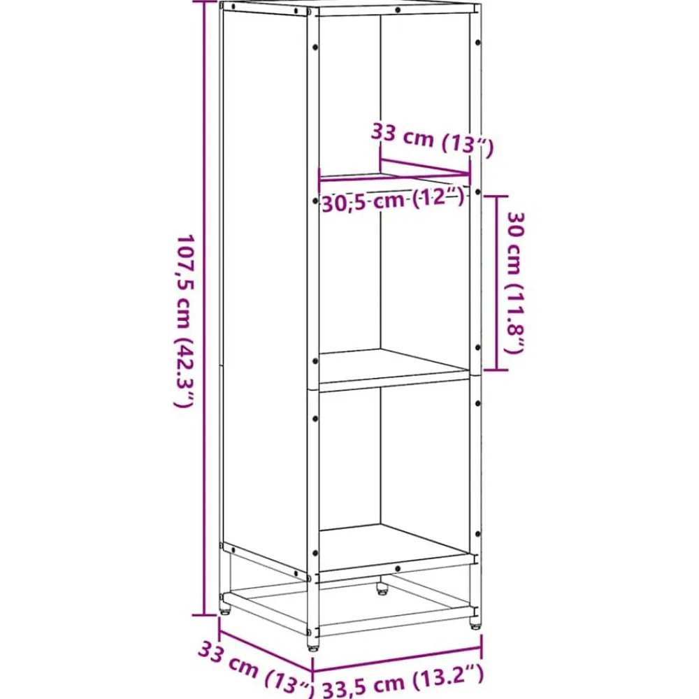 vidaXL Estanterías-Estantería madera de ingeniería 33,5x33x107,5 cm