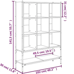vidaXL Estantería madera de ingeniería marrón roble 102x30x141,5 cm Marrón roble Hot