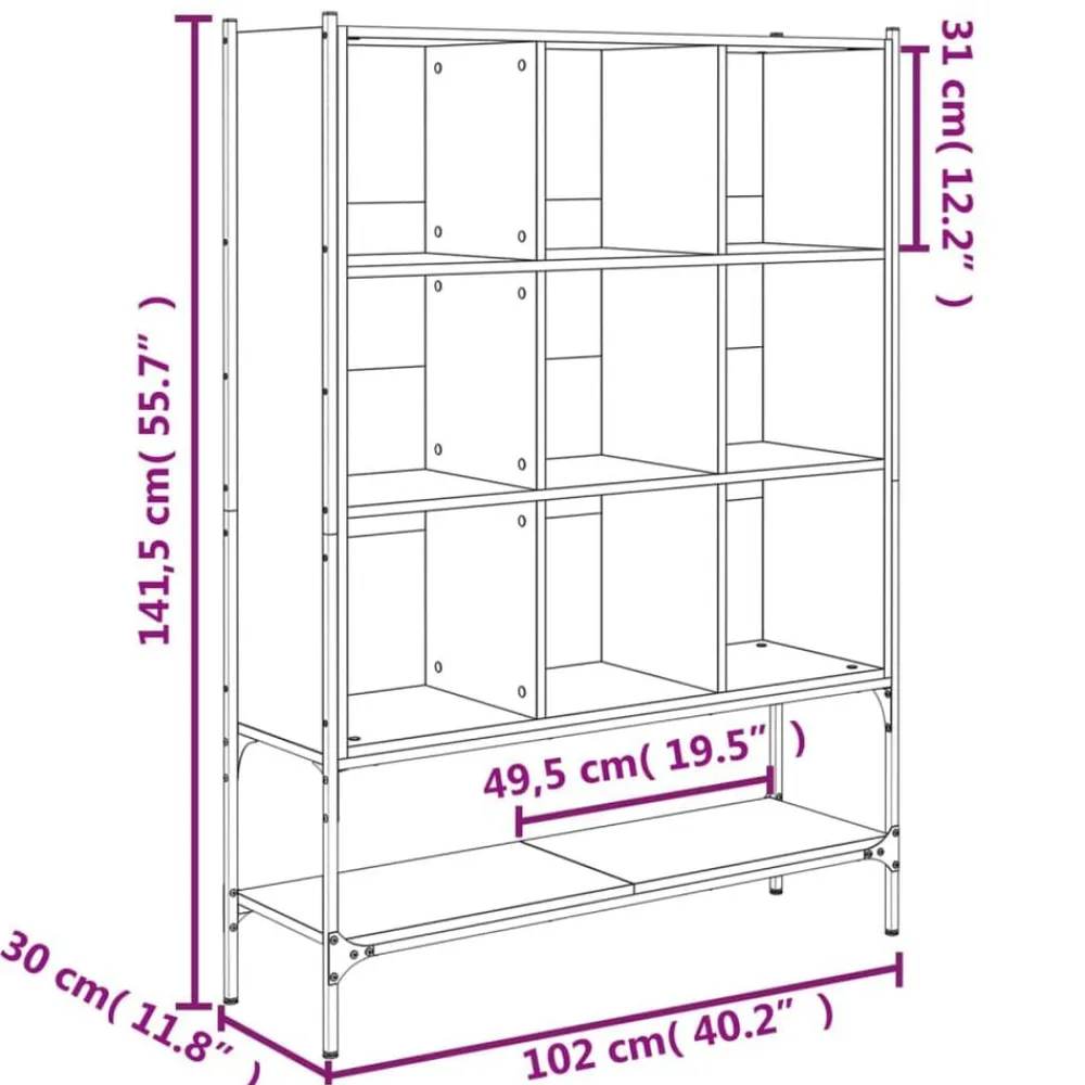 vidaXL Estantería madera de ingeniería marrón roble 102x30x141,5 cm Marrón roble Hot