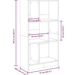 vidaXL Estantería madera de ingeniería gris hormigón 57x28,5x107,5 cm Gris hormig&oacute;n Discount