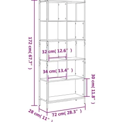 vidaXL Estanterías-Estantería madera de ingeniería 72x28x172 cm