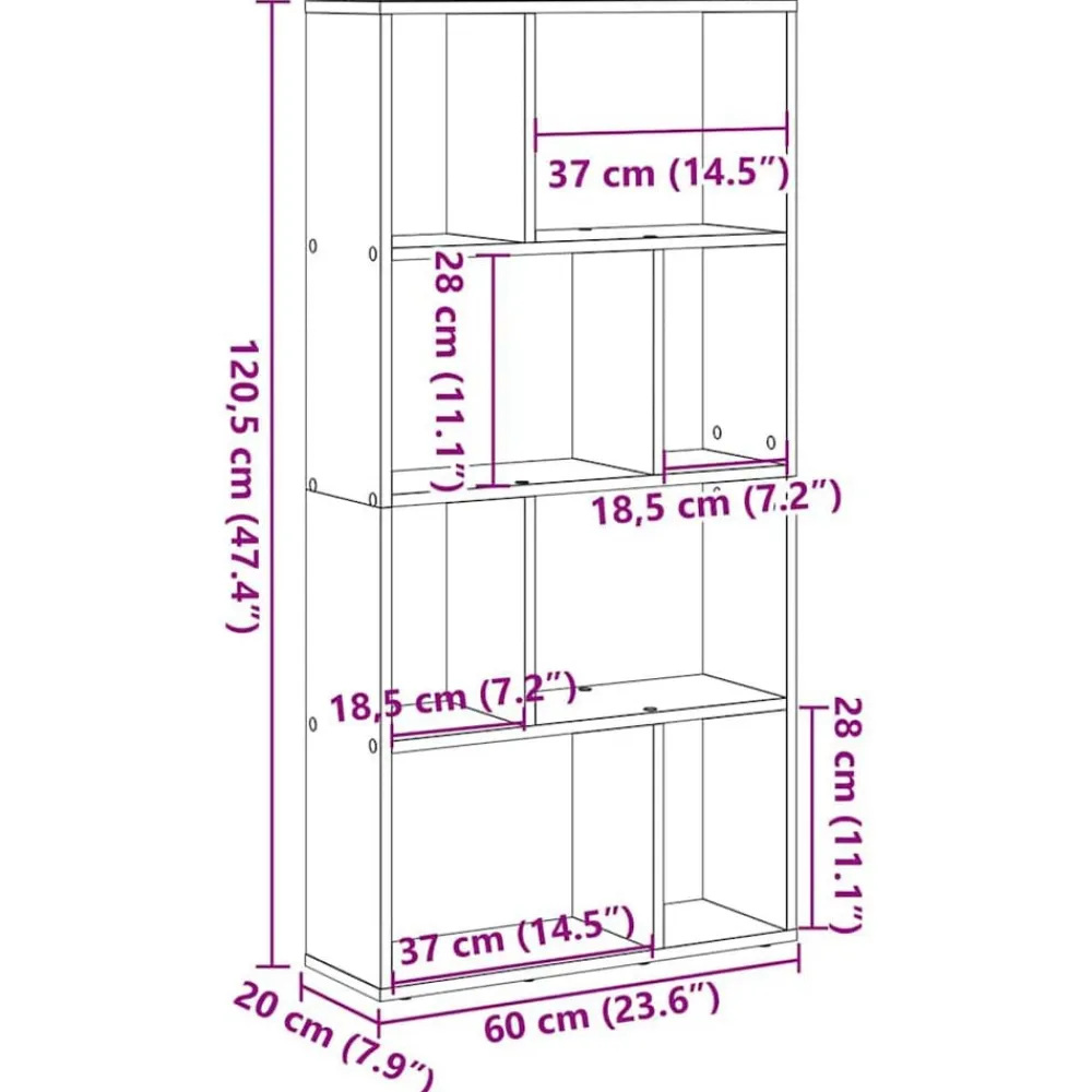 vidaXL Estanterías-Estantería madera de ingeniería 60x20x120,5 cm