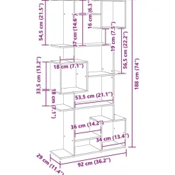 vidaXL Estanterías-Estantería madera de ingeniería roble artisian 92x29x188 cm