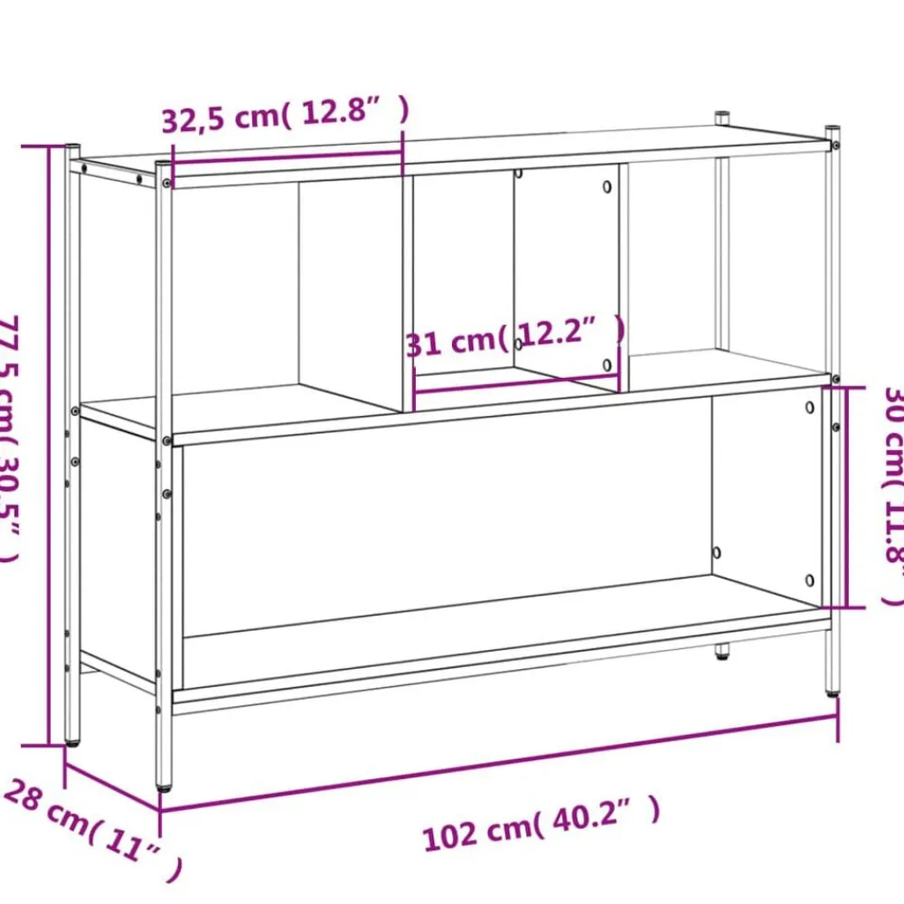 vidaXL Estantería madera de ingeniería 102x28x77,5 cm Gris sonoma Discount