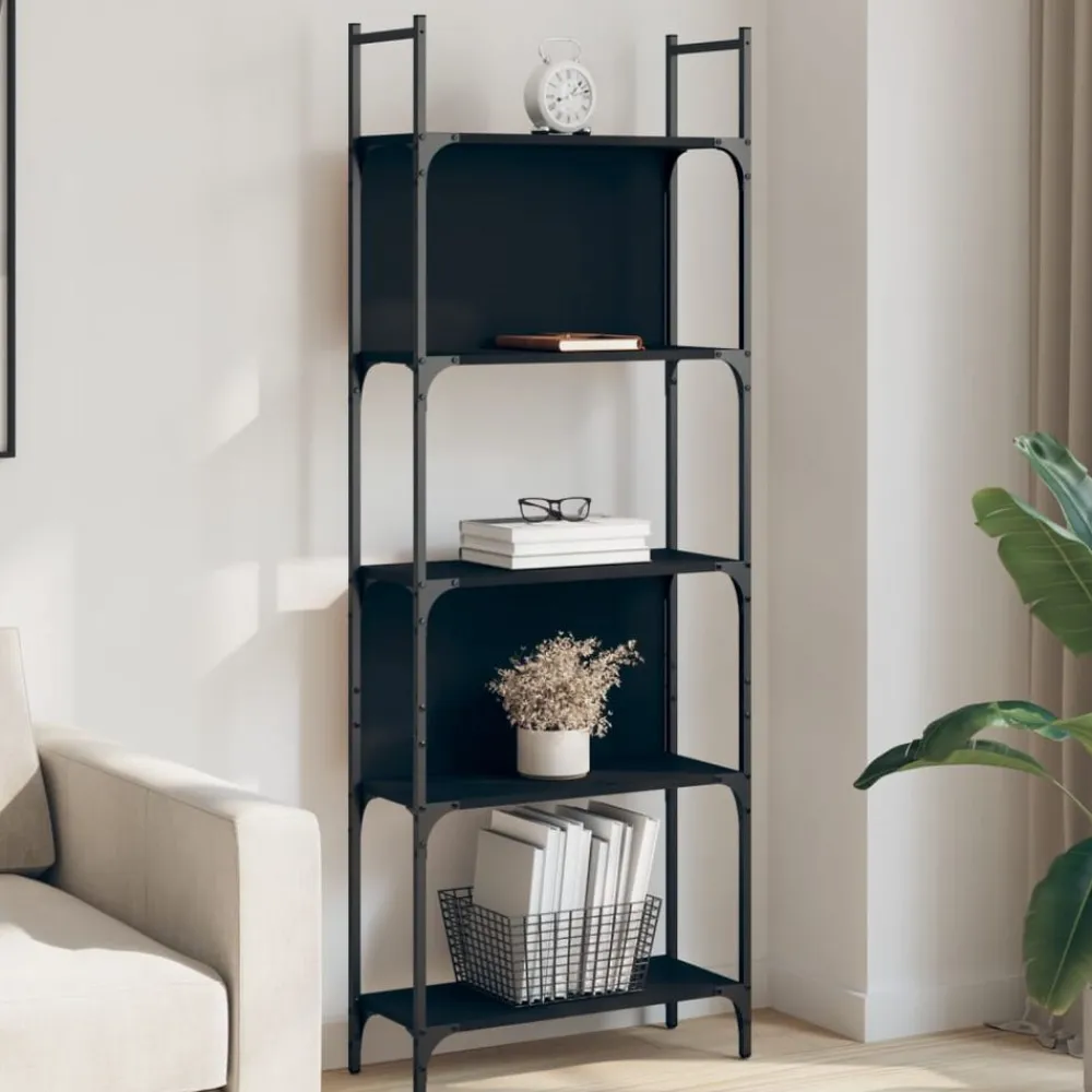 vidaXL Estantería madera de ingeniería negra 155,5x24x166,5 cm Negro Hot