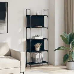 vidaXL Estantería madera de ingeniería negra 155,5x24x166,5 cm Negro Hot