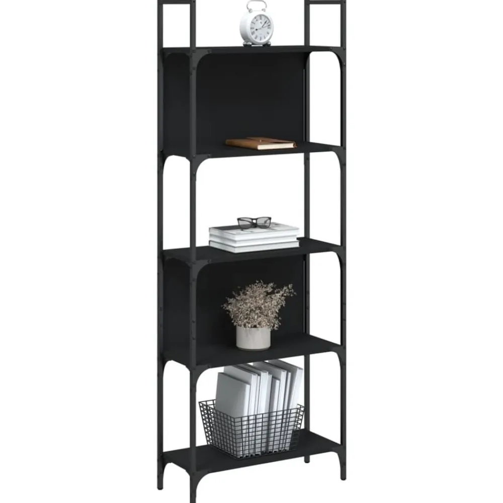 vidaXL Estantería madera de ingeniería negra 155,5x24x166,5 cm Negro Hot
