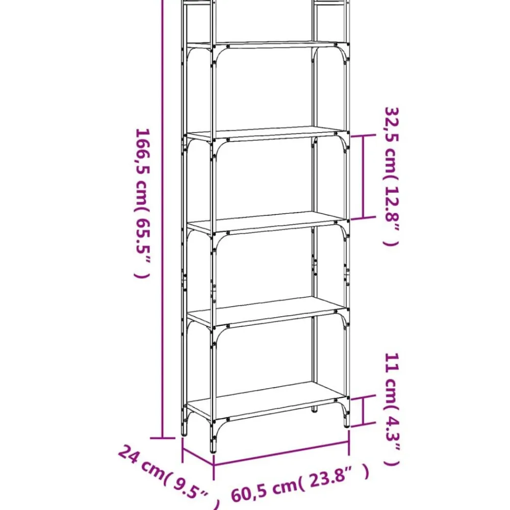 vidaXL Estantería madera de ingeniería negra 155,5x24x166,5 cm Negro Hot