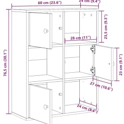 vidaXL Estantería madera de ingeniería 60x24x76,5 cm Roble ahumado