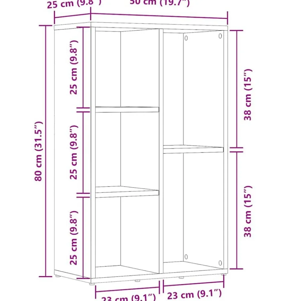 vidaXL Estantería madera de ingeniería envejecida 50x25x80 cm Madera antigua