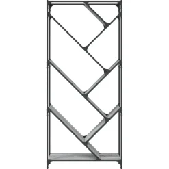 vidaXL Estantería madera ingeniería y metal 79x30x180 cm Gris sonoma Discount