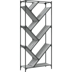 vidaXL Estantería madera ingeniería y metal 79x30x180 cm Gris sonoma Discount