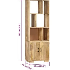vidaXL Estantería madera maciza de mango 60x35x180 cm Marr&oacute;n Outlet