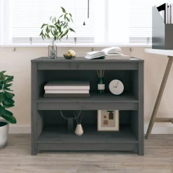 vidaXL Estantería madera maciza de pino 80x35x68 cm Gris Online