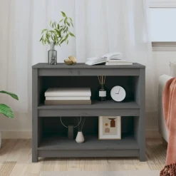 vidaXL Estantería madera maciza de pino 80x35x68 cm Gris Online