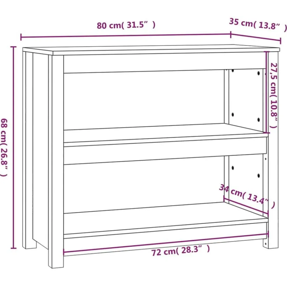 vidaXL Estantería madera maciza de pino 80x35x68 cm Gris Online