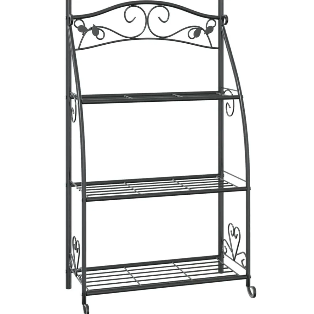 vidaXL Jardín-Estantería para flores acero negro 56x30x96 cm