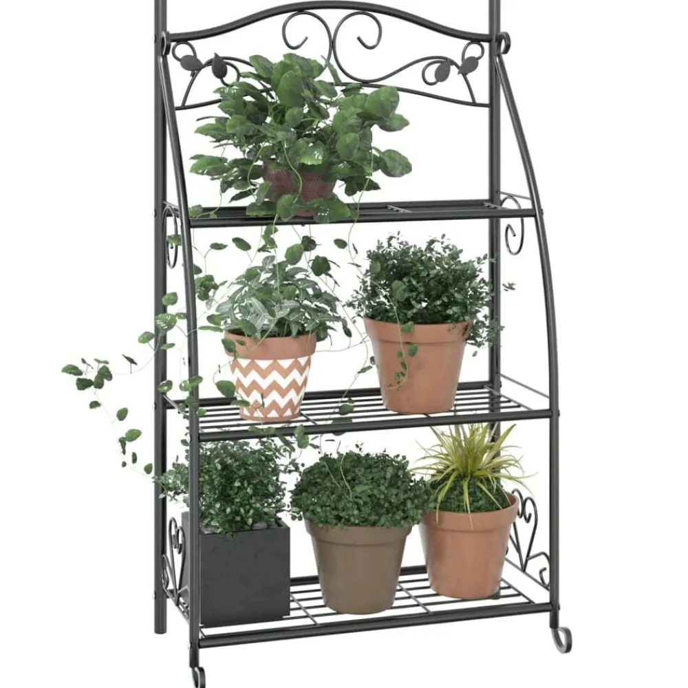 vidaXL Jardín-Estantería para flores acero negro 56x30x96 cm