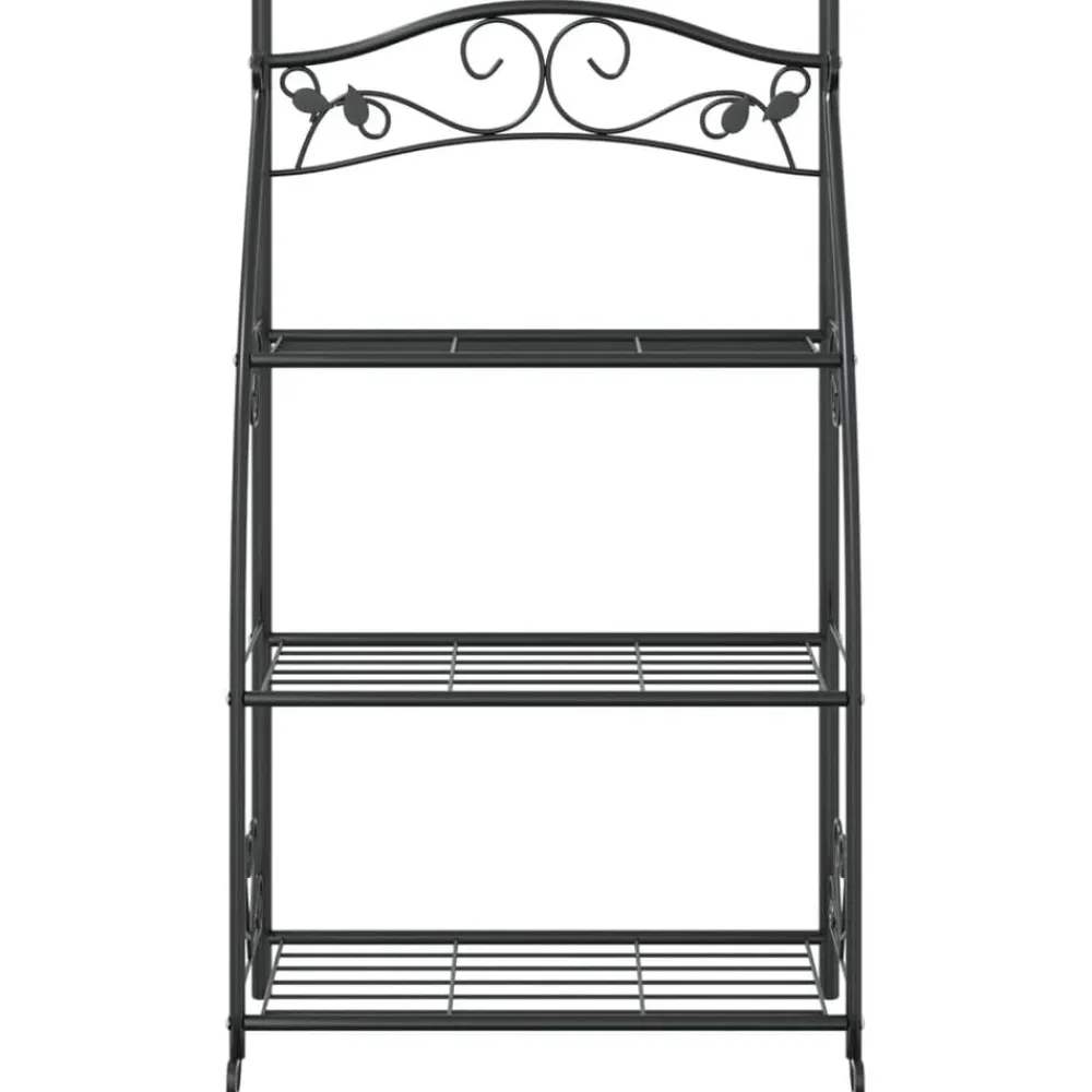 vidaXL Jardín-Estantería para flores acero negro 56x30x96 cm