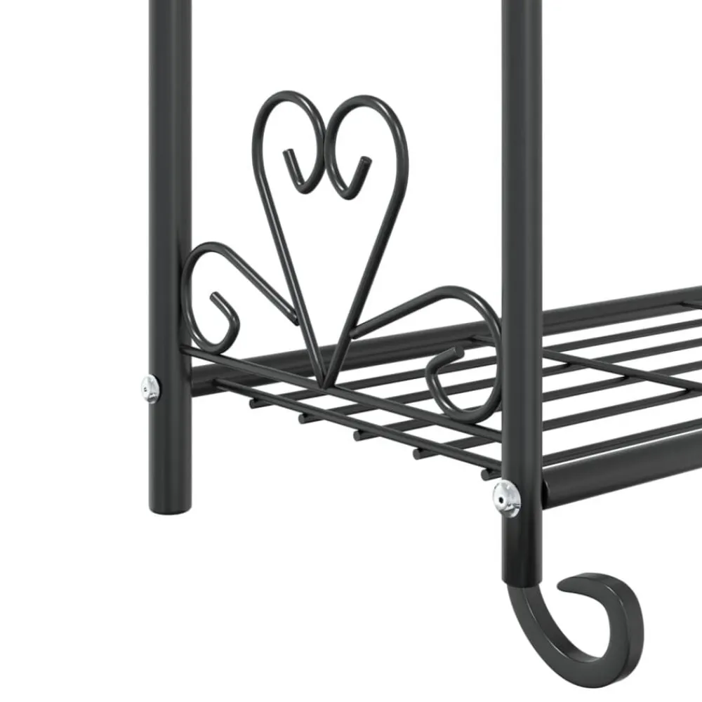 vidaXL Jardín-Estantería para flores acero negro 56x30x96 cm