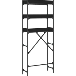vidaXL Estantería para lavadora madera ingeniería negra 67x25x163 cm Negro