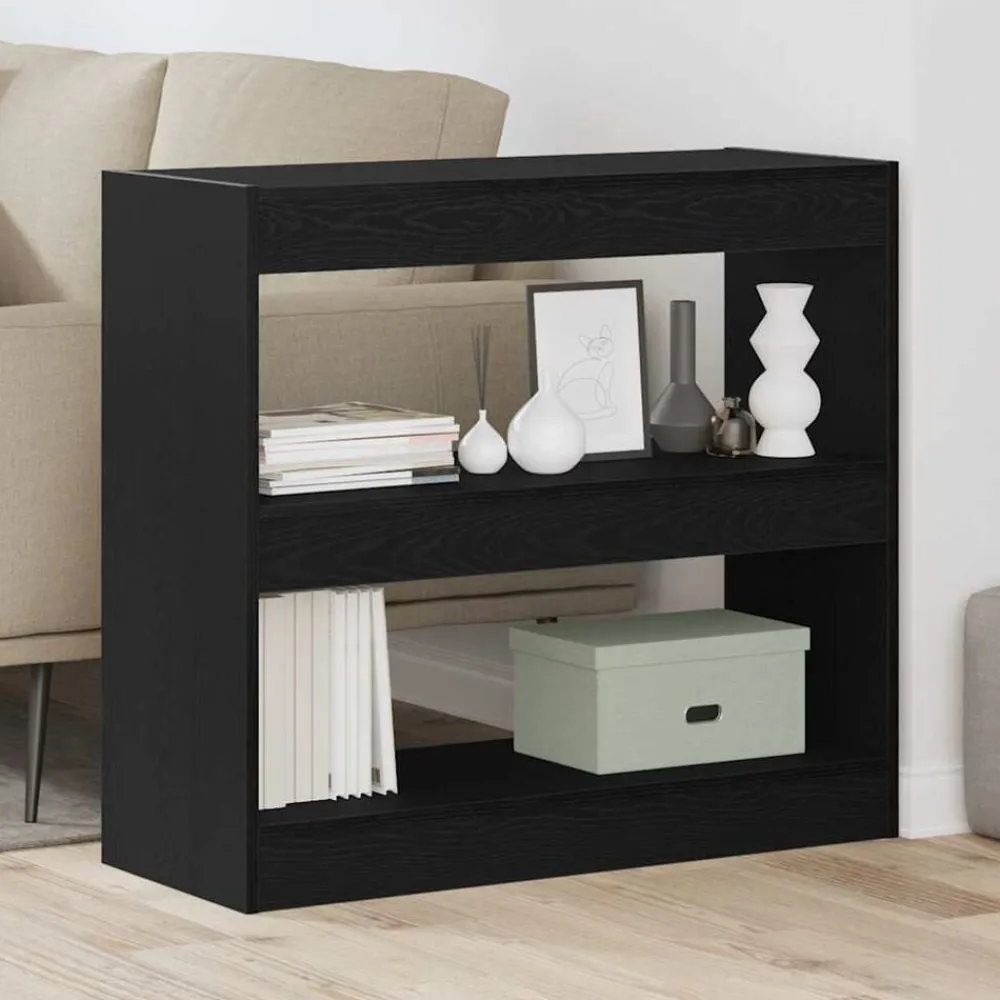vidaXL Estantería para libros 2 pcs 80 x 30 x 72 cm Roble negro Discount