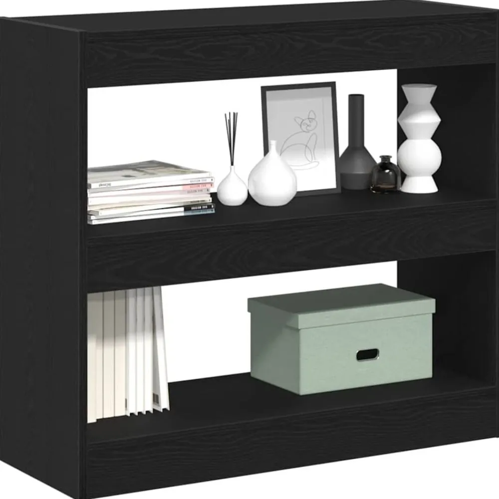 vidaXL Estantería para libros 2 pcs 80 x 30 x 72 cm Roble negro Discount
