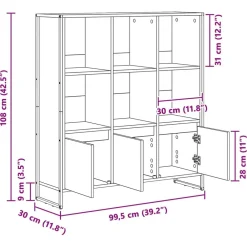 vidaXL Estantería para libros 2 pcs Roble Artesanal 99,5 x 30 x 108 cm Roble artisan Clearance