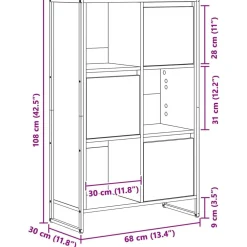 vidaXL Estantería para libros 68 x 30 x 108.5 cm Madera vieja Clearance