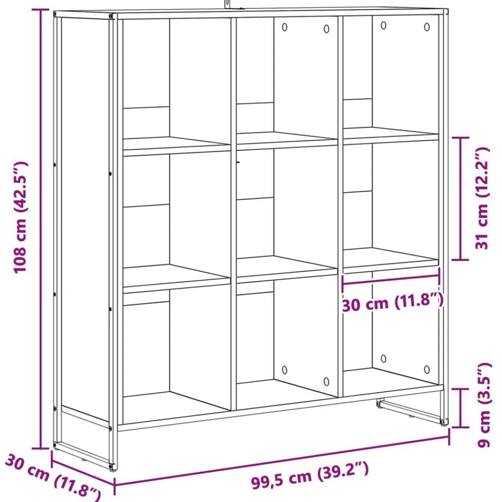 vidaXL Estantería para libros Roble Humo 99,5 x 30 x 108,5 cm Roble ahumado New