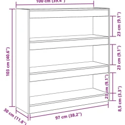 vidaXL Estanterías-Estantería para libros 100 x 30 x 103 cm