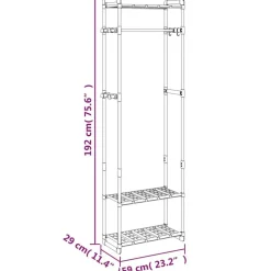 vidaXL Accesorios De Bricolaje-Estantería para ropa 3 alturas aluminio plateado 59x29x192 cm