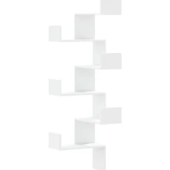 vidaXL Estantería pared esquina madera ingeniería 45x45x147 cm Blanco Outlet