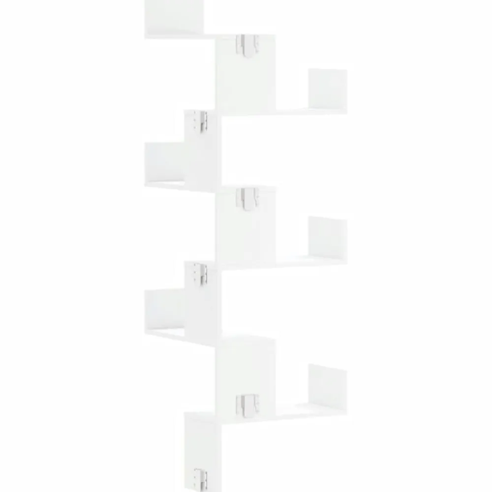 vidaXL Estantería pared esquina madera ingeniería 45x45x147 cm Blanco Outlet
