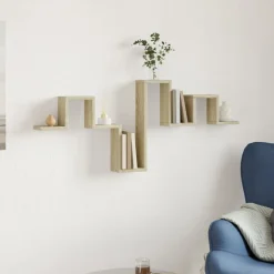 vidaXL Estantería pared madera ingeniería 104,5x10x43 cm Roble Sonoma Outlet
