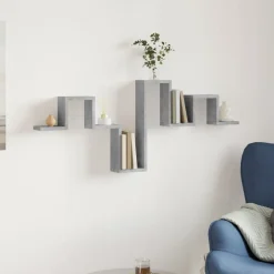 vidaXL Estantería pared madera ingeniería gris hormigón 104,5x10x43 cm Gris hormig&oacute;n Sale