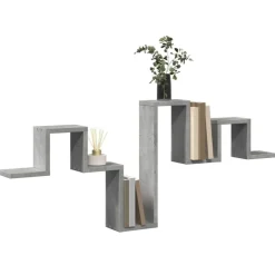 vidaXL Estantería pared madera ingeniería gris hormigón 104,5x10x43 cm Gris hormig&oacute;n Sale
