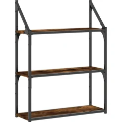 vidaXL Estantería pared madera ingeniería 60x21x78,5 cm Roble ahumado Discount