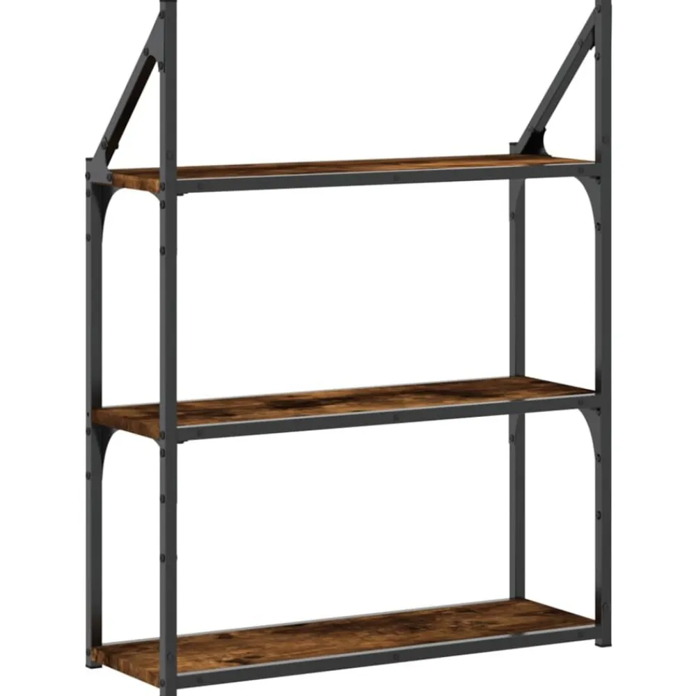 vidaXL Estantería pared madera ingeniería 60x21x78,5 cm Roble ahumado Discount