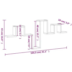 vidaXL Estanterías-Estantería pared madera ingeniería 104,5x10x43 cm