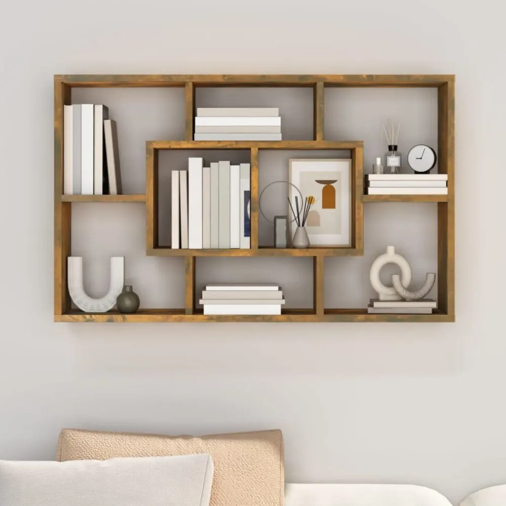 vidaXL Estantería pared madera ingeniería 85x16x52,5 cm Roble ahumado Outlet