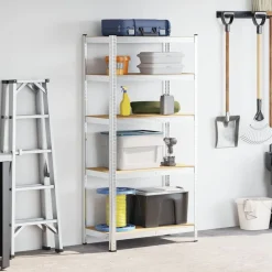 vidaXL Estantería resistente 5 niveles madera de ingeniería y acero Plateado Clearance