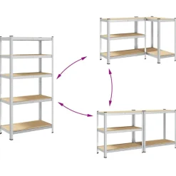 vidaXL Estantería resistente 5 niveles madera de ingeniería y acero Plateado Clearance