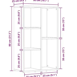 vidaXL Estantería/Aparador madera contrachapada 50x25x80cm Gris sonoma Discount